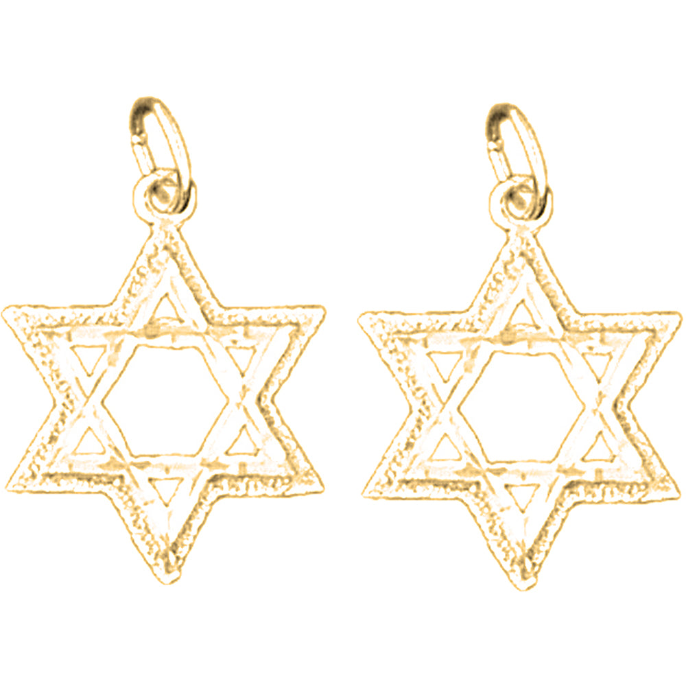 Yellow Gold-plated Silver 22mm Star of David Earrings