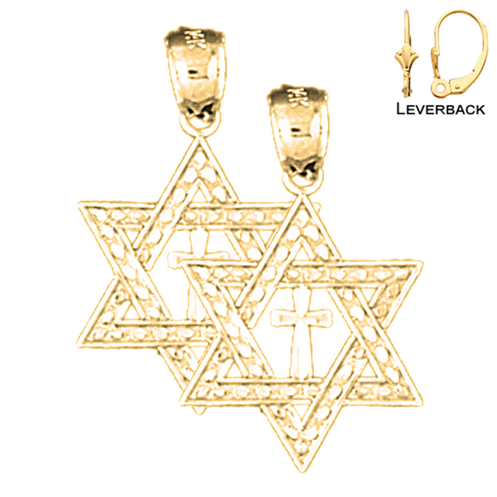 14K or 18K Gold Star of David Earrings