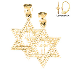 Sterling Silver 24mm Star of David Earrings (White or Yellow Gold Plated)