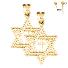 Sterling Silver 24mm Star of David Earrings (White or Yellow Gold Plated)