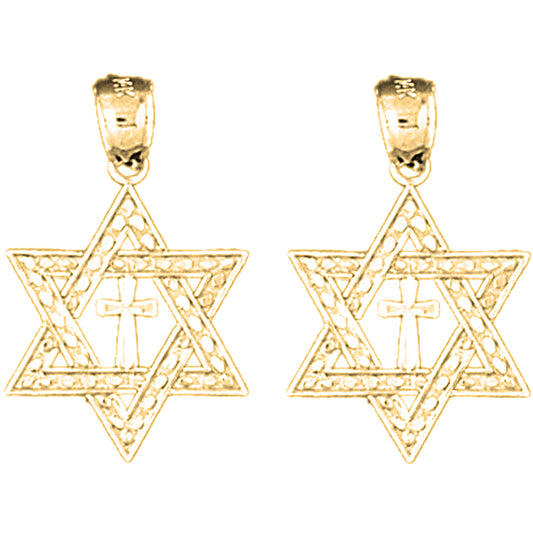 14K or 18K Gold 24mm Star of David Earrings