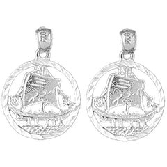 Sterling Silver 22mm Sailboat Earrings