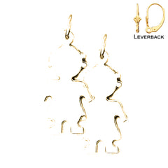 Sterling Silver 31mm Hand-cut Earrings (White or Yellow Gold Plated)