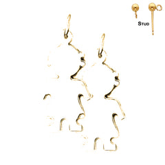 Sterling Silver 31mm Hand-cut Earrings (White or Yellow Gold Plated)