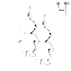 Sterling Silver 31mm Hand-cut Earrings (White or Yellow Gold Plated)