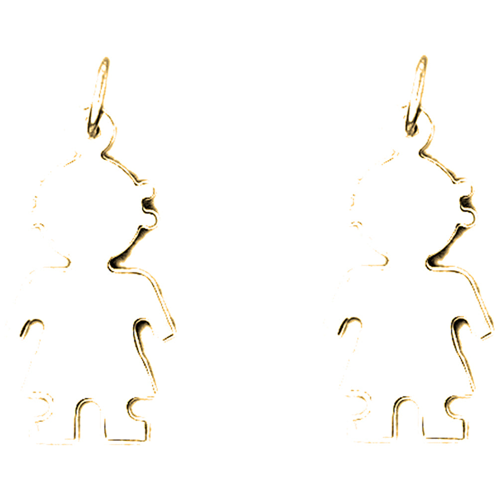 Yellow Gold-plated Silver 31mm Hand-cut Earrings