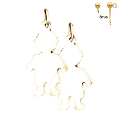 Sterling Silver 31mm Hand-cut Earrings (White or Yellow Gold Plated)