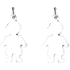 Sterling Silver 31mm Hand-cut Earrings