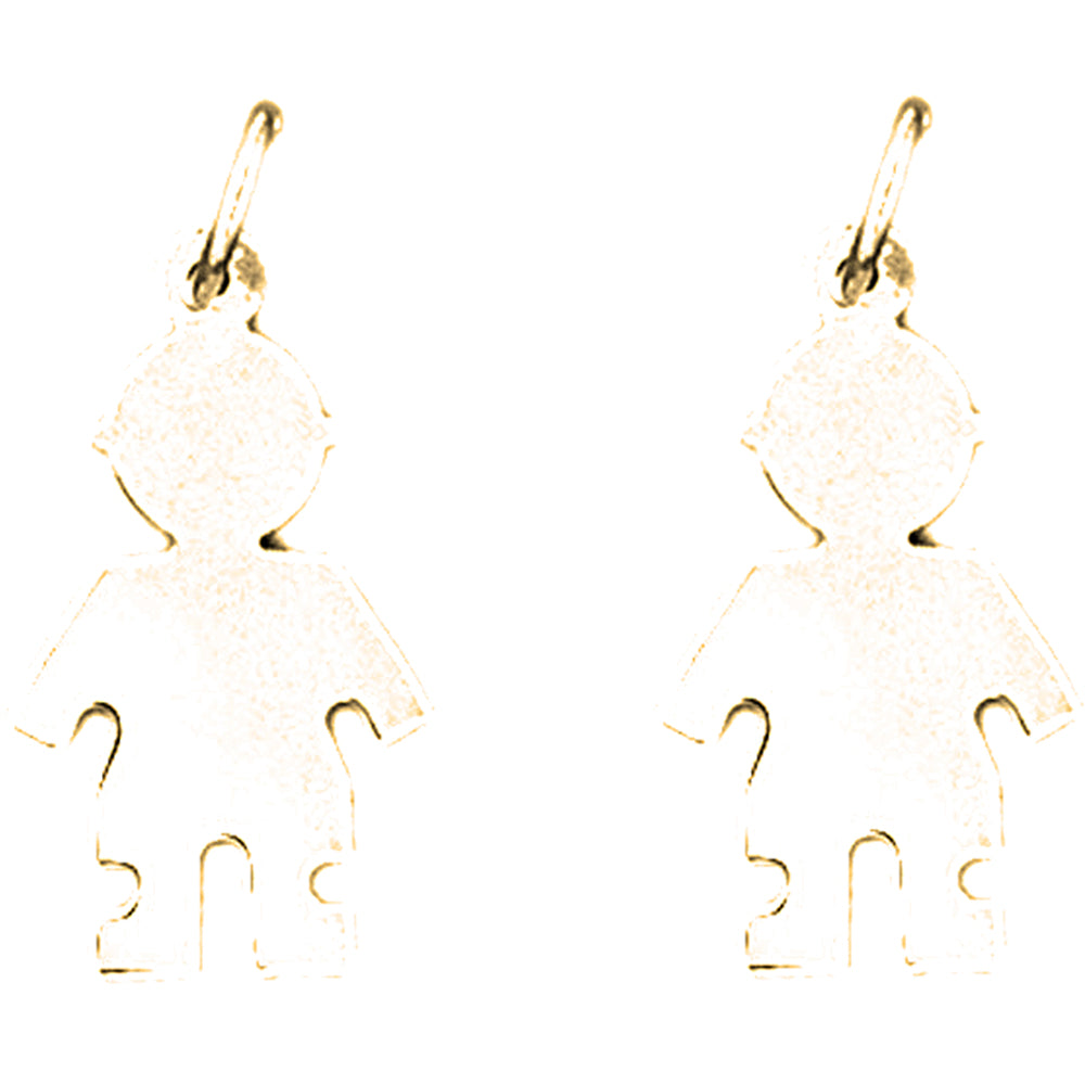 Yellow Gold-plated Silver 26mm Hand-cut Earrings