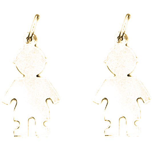 Yellow Gold-plated Silver 26mm Hand-cut Earrings