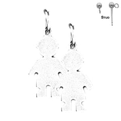 Sterling Silver 22mm Hand-cut Earrings (White or Yellow Gold Plated)