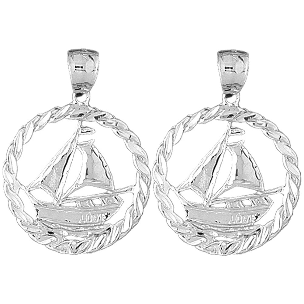 Sterling Silver 35mm Sailboat Earrings