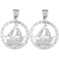 Sterling Silver 35mm Sailboat Earrings