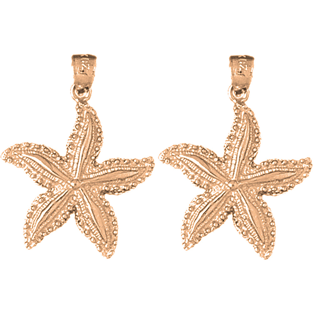 14K or 18K Gold 28mm Starfish Earrings