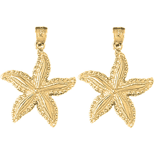 Yellow Gold-plated Silver 28mm Starfish Earrings