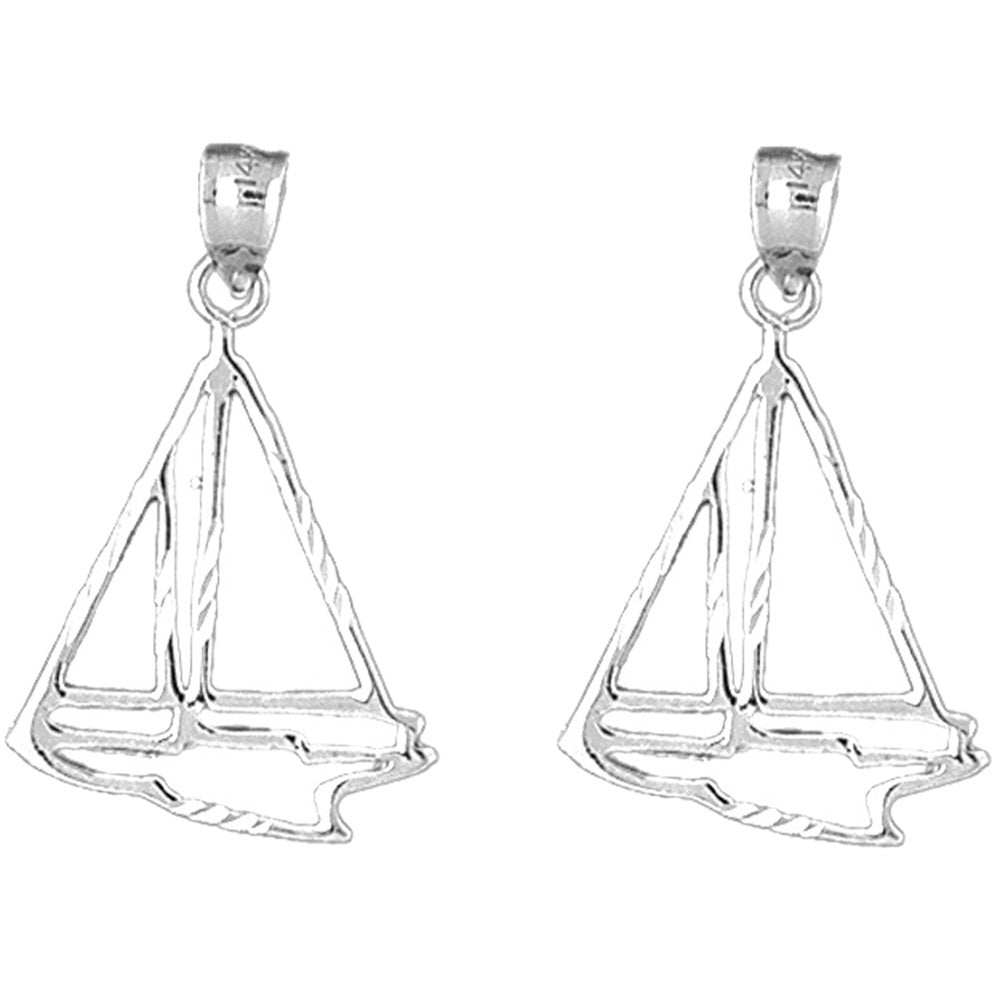 Sterling Silver 31mm Sailboat Earrings