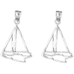 Sterling Silver 31mm Sailboat Earrings