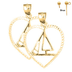 29 mm Segelboot-Ohrringe aus Sterlingsilber (weiß- oder gelbvergoldet)