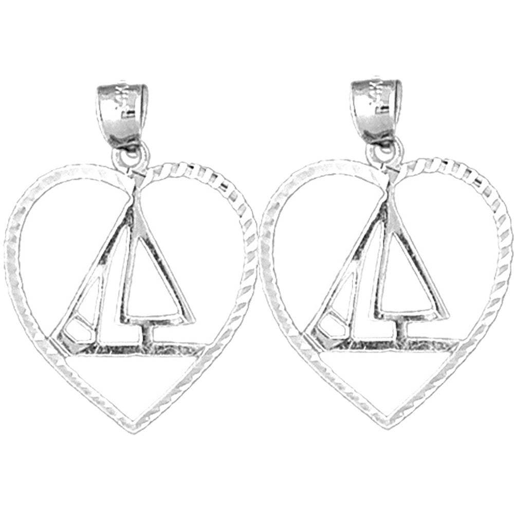 Sterling Silver 29mm Sailboat Earrings