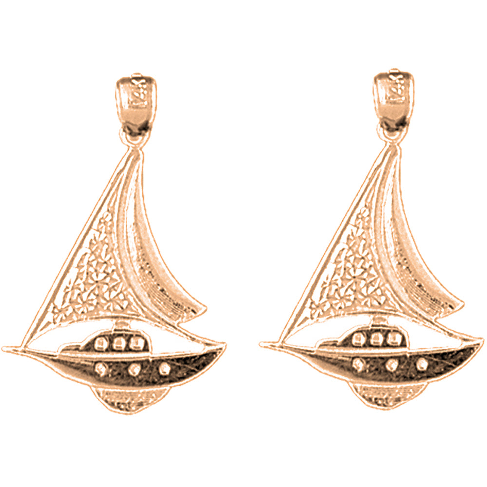 14K or 18K Gold 27mm Sailboat Earrings