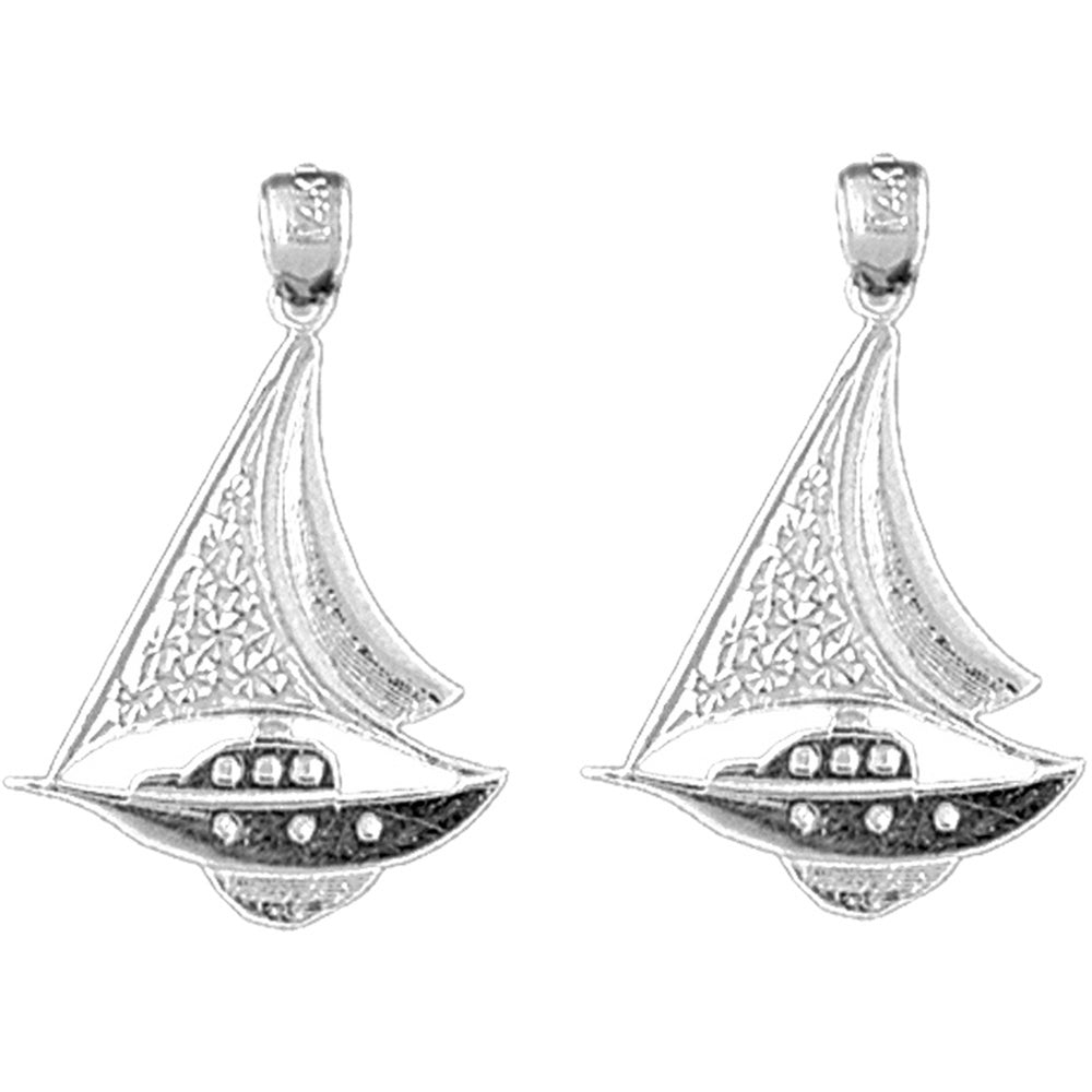 Sterling Silver 27mm Sailboat Earrings