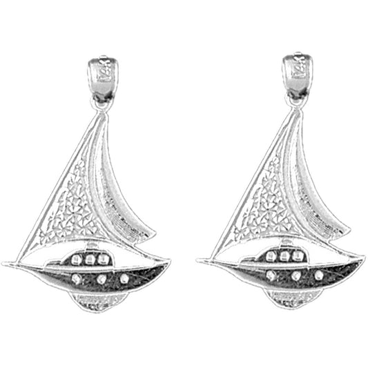 Sterling Silver 27mm Sailboat Earrings