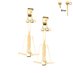 14K or 18K Gold 3D Anchor Earrings