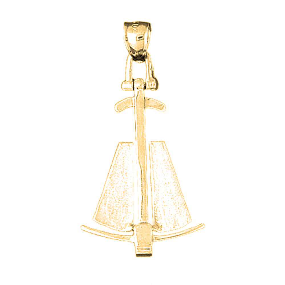 10K, 14K or 18K Gold 3D Anchor Pendant