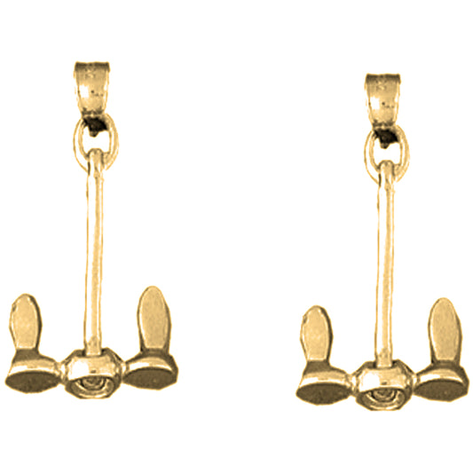 14K or 18K Gold 31mm Anchor Earrings