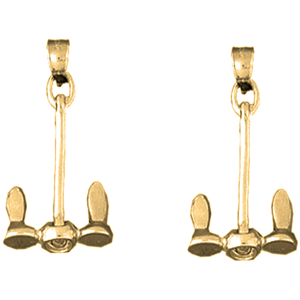 Yellow Gold-plated Silver 31mm Anchor Earrings