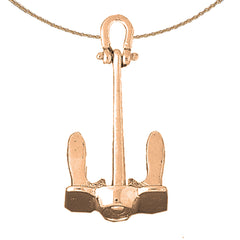 10K, 14K or 18K Gold 3D Anchor Pendant