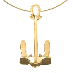 10K, 14K or 18K Gold 3D Anchor Pendant