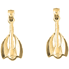 Yellow Gold-plated Silver 29mm Anchor Earrings
