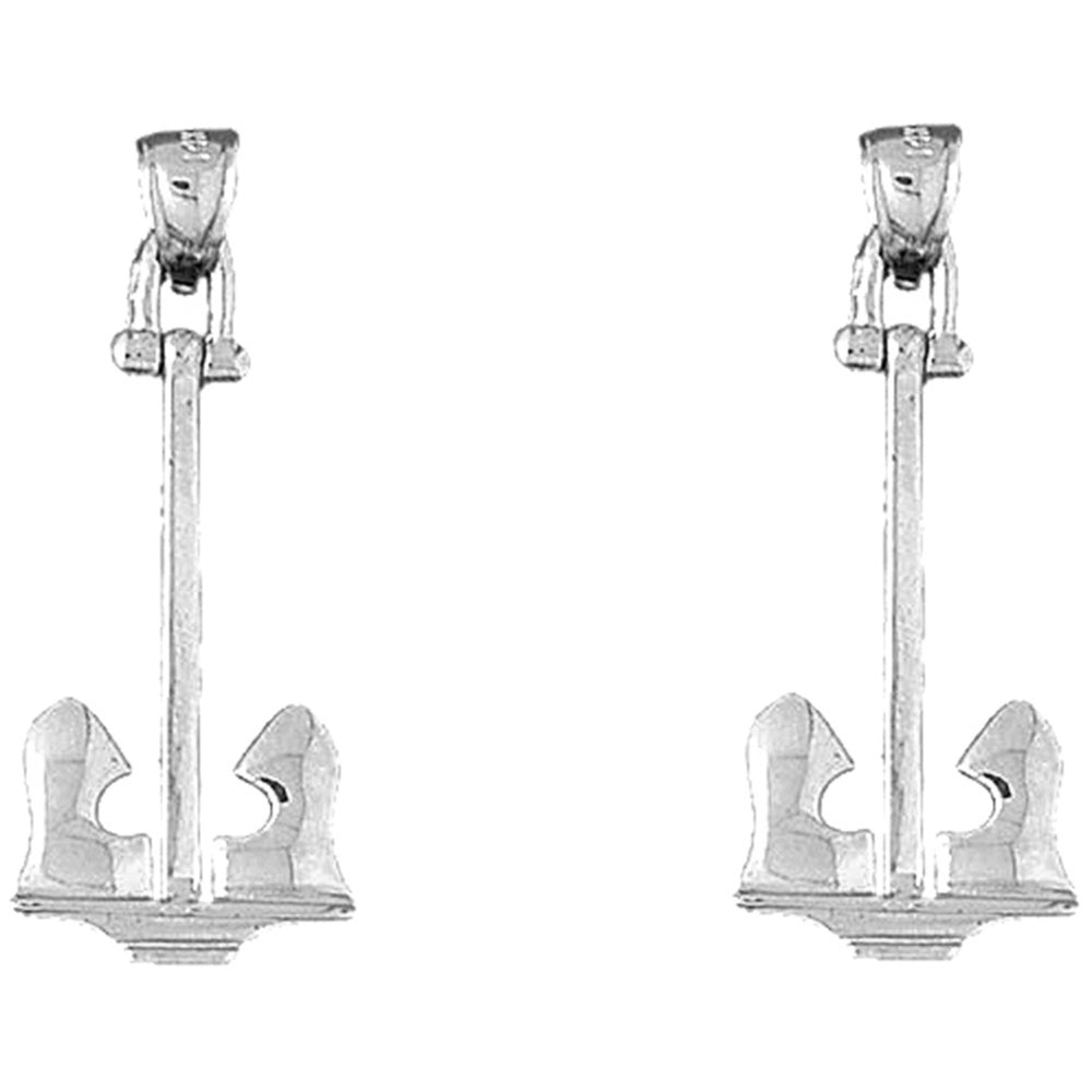 Sterling Silver 39mm Anchor Earrings