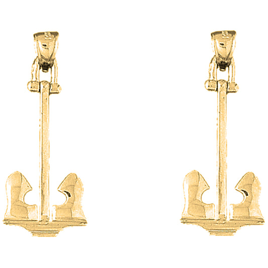 14K or 18K Gold 39mm Anchor Earrings