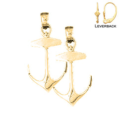 Sterling Silver 30mm Anchor Earrings (White or Yellow Gold Plated)