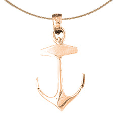 10K, 14K or 18K Gold Anchor Pendant