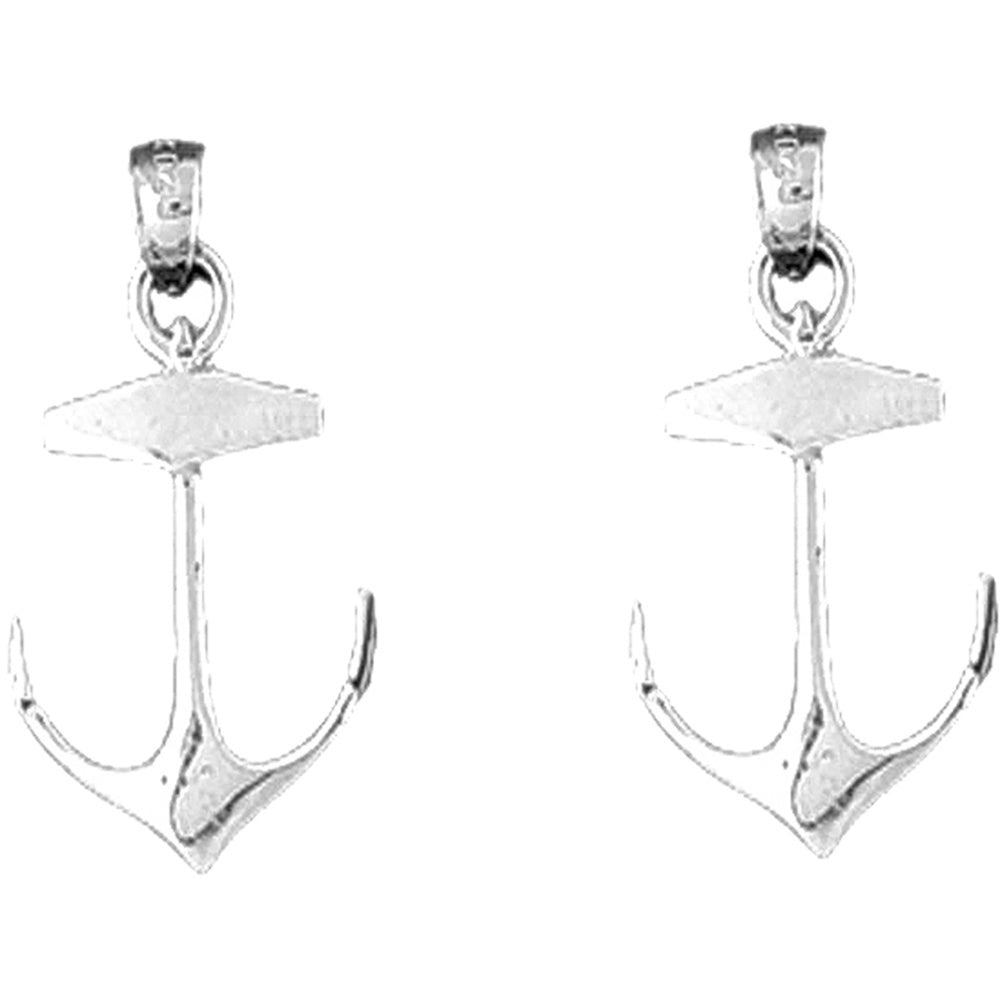 Sterling Silver 30mm Anchor Earrings