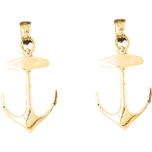 14K or 18K Gold 30mm Anchor Earrings
