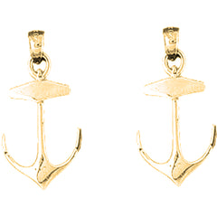Yellow Gold-plated Silver 30mm Anchor Earrings