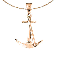 10K, 14K or 18K Gold 3D Anchor Pendant