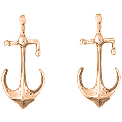 14K or 18K Gold 28mm Anchor Earrings