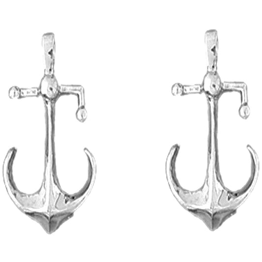 Sterling Silver 28mm Anchor Earrings