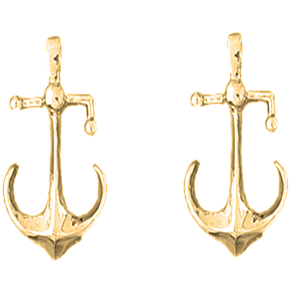 Yellow Gold-plated Silver 28mm Anchor Earrings