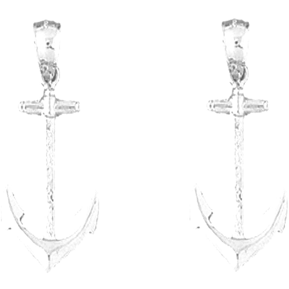 Sterling Silver 36mm Anchor Earrings