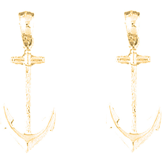14K or 18K Gold 36mm Anchor Earrings