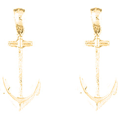 Yellow Gold-plated Silver 36mm Anchor Earrings