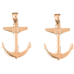 14K or 18K Gold 41mm Anchor Earrings