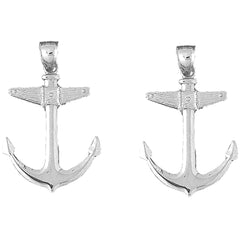 Sterling Silver 41mm Anchor Earrings