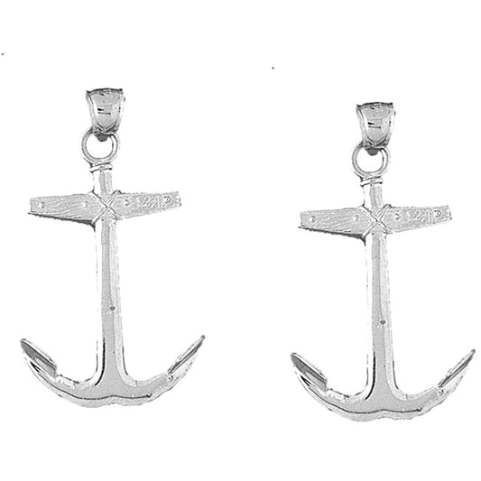 Sterling Silver 46mm Anchor Earrings